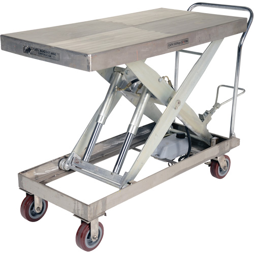Manual Hydraulic Scissor Lift Table, 47" L x 24" W, Partial Stainless Steel, 2000 lbs. Capacity Equipment World