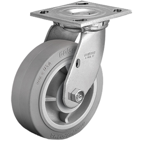 Plate Caster, Swivel, 4" (101.6 mm), Rubber, 225 lbs. (102 kg.) Equipment World