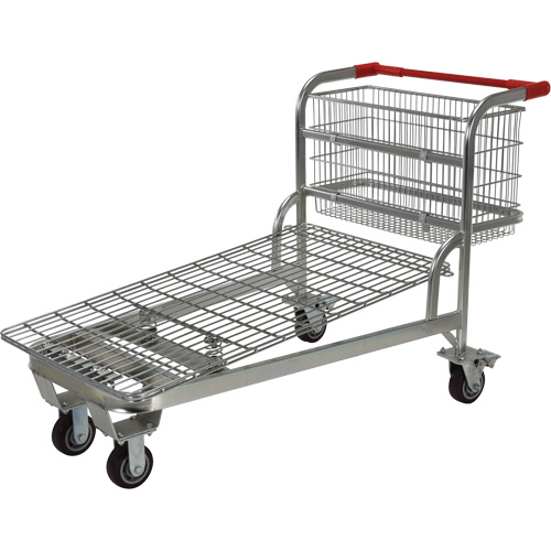 Nestable Wire Cart, Steel, 28-3/4" x 37-1/16" x 59-5/8", 275 lbs. Capacity Equipment World