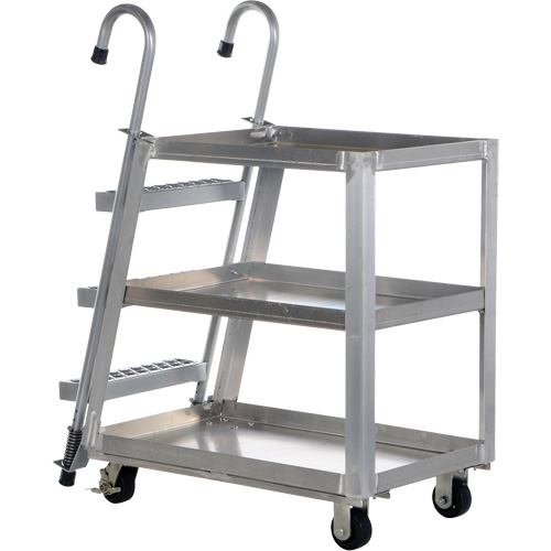 Chariot de pr&eacute;l&egrave;vement de stock, Aluminium, 21-7/8" la x 40" p, 3 tablettes, Capacit&eacute; 660 lb Equipment World