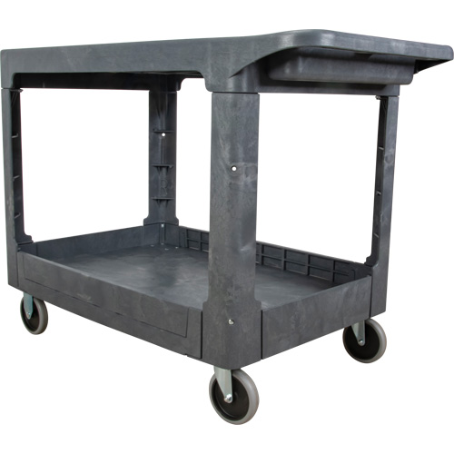 Flat-Shelf Utility Service Cart, 2 Tiers, 25-1/4" x 32-1/4" x 44", 550 lbs. Capacity Equipment World