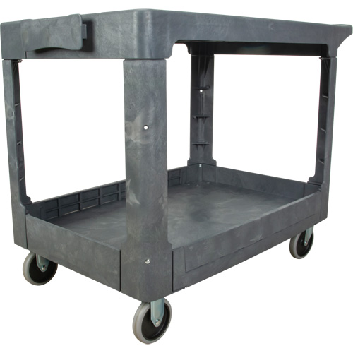 Flat-Shelf Utility Service Cart, 2 Tiers, 25-1/4" x 32-1/4" x 44", 550 lbs. Capacity Equipment World