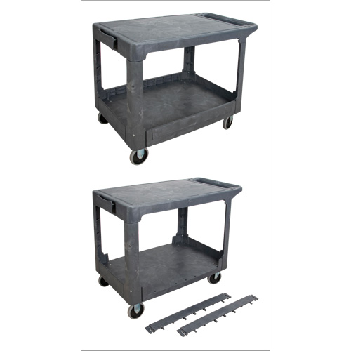 Flat-Shelf Utility Service Cart, 2 Tiers, 25-1/4" x 32-1/4" x 44", 550 lbs. Capacity Equipment World