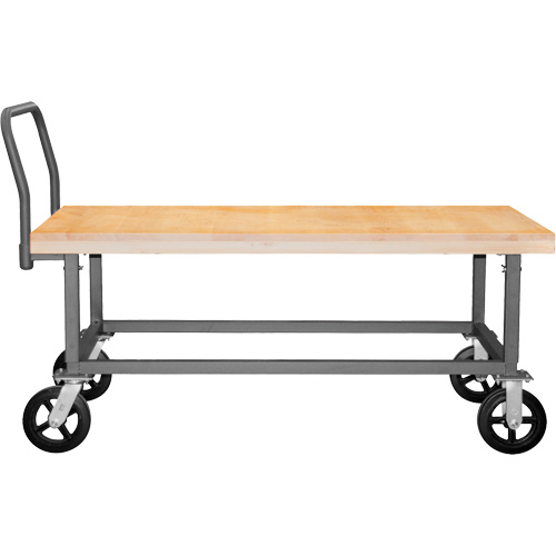 Adjustable Wood Deck Platform Truck, 48" L x 24" W, 1800 lbs. Capacity, Mold-on Rubber Casters Equipment World
