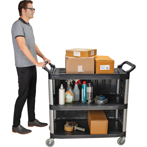 Utility Cart, 3 Tiers, 19-3/4" x 37-1/2" x 40-1/4", 250 lbs. Capacity Equipment World