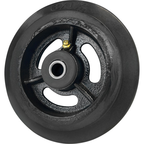 Mold-On Rubber Wheel, 6'' (152 mm) Dia. x 1-1/2" (38 mm) W, 450 lbs. (204 kg.) Capacity Equipment World