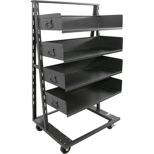 Single-Sided Heavy Duty A-Frame Cart with 4 Large Trays, 38" x 25" x 63", 2500 lbs. Capacity Equipment World