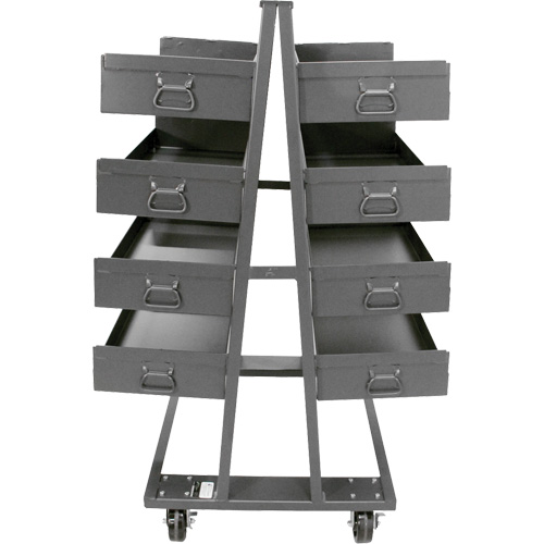 Double-Sided Heavy Duty A-Frame Cart with 8 Large Lipped Trays, 38" x 30" x 63", 2500 lbs. Capacity Equipment World