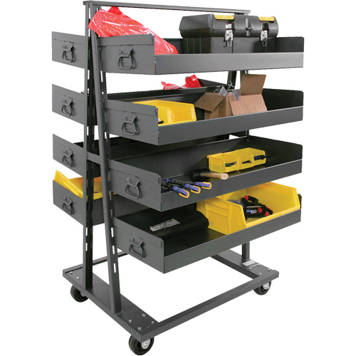 Double-Sided Heavy Duty A-Frame Cart with 8 Large Lipped Trays, 38" x 30" x 63", 2500 lbs. Capacity Equipment World