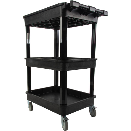 Utility Cart with Deep Lip Shelf, 3 Tiers, 19" x 39-1/2" x 28-1/4", 330 lbs. Capacity Equipment World