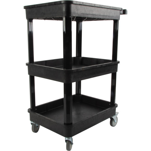 Utility Cart with Deep Lip Shelf, 3 Tiers, 19" x 39-1/2" x 28-1/4", 330 lbs. Capacity Equipment World
