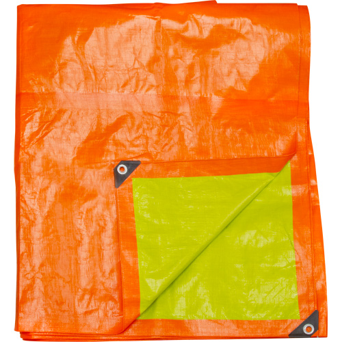 B&acirc;che tiss&eacute;e robuste haute visibilit&eacute;, Poly&eacute;thyl&egrave;ne, Vert/Orange, 16' x 20' x 12 mils Equipment World