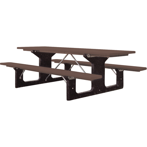 Recycled Plastic Picnic Tables, 6' L x 61-1/2" W, Brown Equipment World