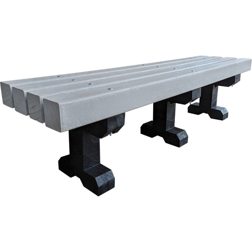 Park Bench, Recycled Plastic, 72" L x 17" W x 17" H, Grey Equipment World