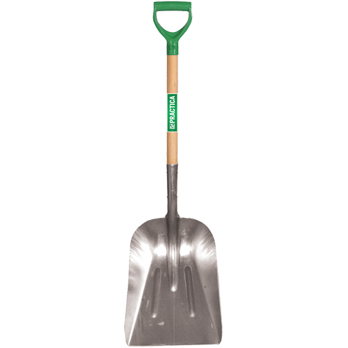 Scoop Shovel, Wood, Aluminum Blade, D-Grip Handle, 29" Length Equipment World