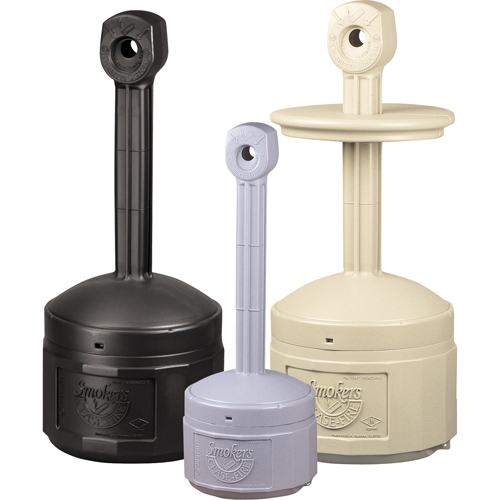 Smokers Cease-Fire&reg; Cigarette Butt Receptacle, Free-Standing, Plastic, 1 US gal. Capacity, 30" Height Equipment World