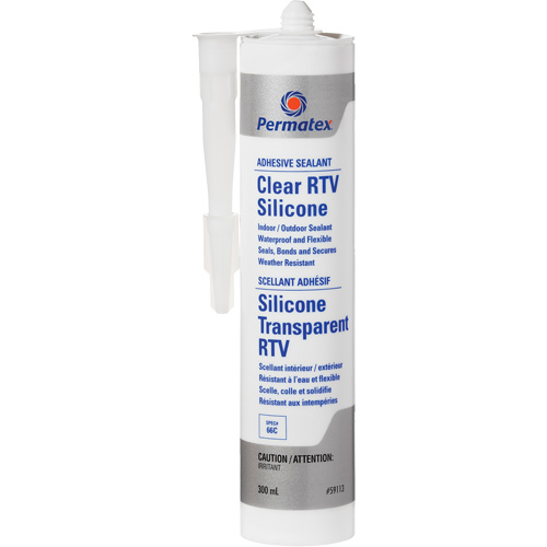 Clear RTV Adhesive Sealant, 300 ml, Cartridge, Clear Equipment World