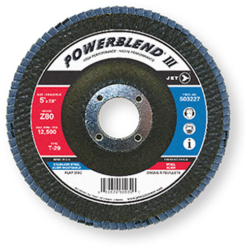 Disque &agrave; lamelles PowerBlend, 7" x 7/8", Type 29, Grain Z120, Alumine de zirconium Equipment World