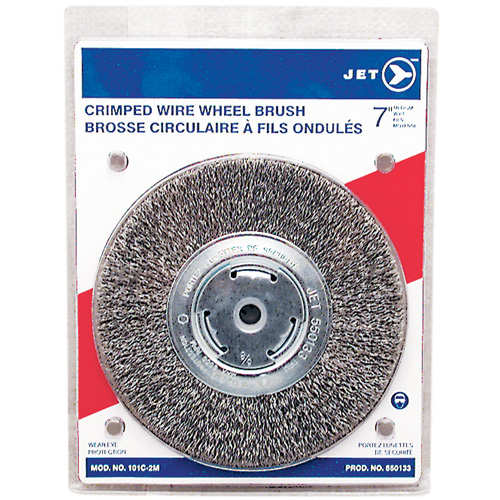Crimped Wire Wheel, 7" Dia., 0.014" Fill, 1/2" - 2" Arbor Equipment World