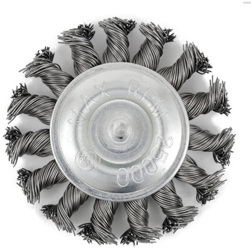 EKR275-20 Shaft-Mounted Knot Twisted Radial Brush, 3", .02" Fill, 1/4" Shank Equipment World