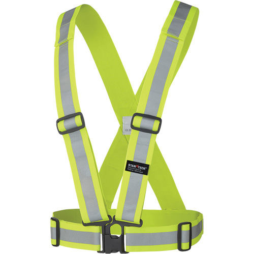 5592 Elastic Safety Harness, High Visibility Lime-Yellow, Silver Reflective Colour, One Size Equipment World