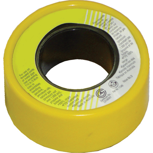 PFTE Gas Thread Sealant Tape, 236" L x 1/2" W, Yellow Equipment World