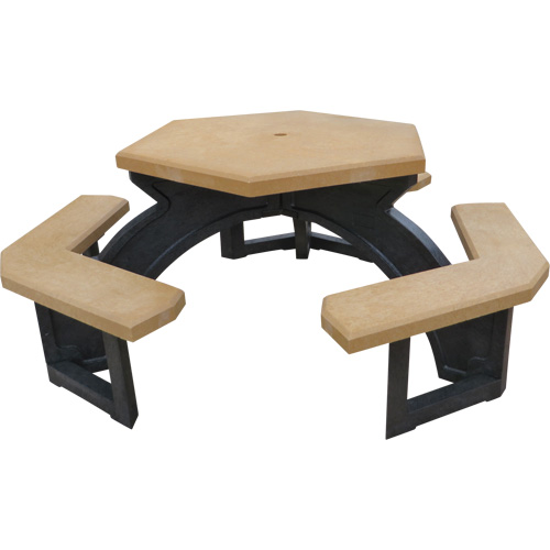 Recycled Plastic Hexagon Picnic Tables, 78" L x 78" W, Cedar Equipment World