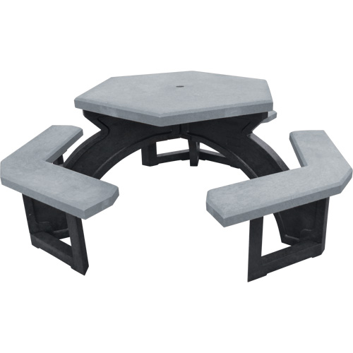 Recycled Plastic Hexagon Picnic Tables, 78" L x 78" W, Grey Equipment World