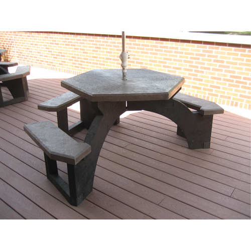 Recycled Plastic Hexagon Picnic Tables, 78" L x 78" W, Brown Equipment World