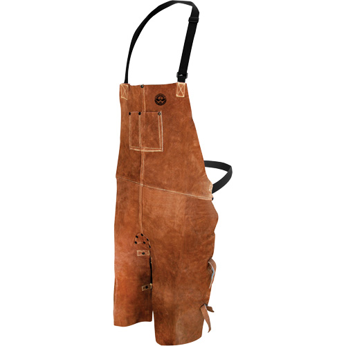 Leather Welding Apron, Split-Leg Bib, 36" L, Brown Equipment World