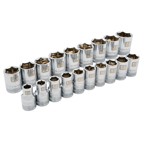 Jeu de douilles m&eacute;triques, 19 Mcx, Prise de 1/2" Equipment World