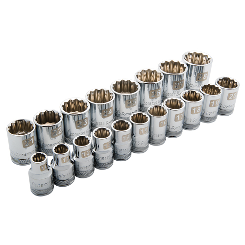 Metric Socket Set, 19 Pcs, 1/2" Drive Size Equipment World