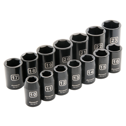 Metric Socket Set, 14 Pcs, Impact, 1/2" Drive Size Equipment World