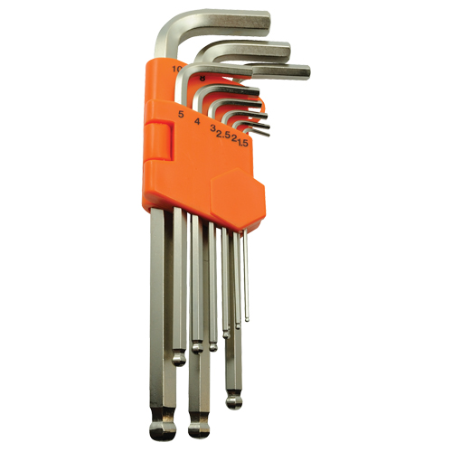 Ball End Hex Key Set, 9 Pcs., Metric Equipment World