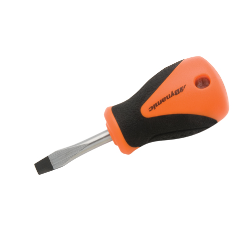 Stubby Slotted Screwdriver, 1/4" Tip, Round, 3-3/4" L, Cushion Grip Handle Equipment World