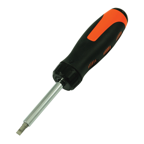 Ratcheting Multibit Screwdriver, 10-3/5" L, Cushion Grip Handle Equipment World