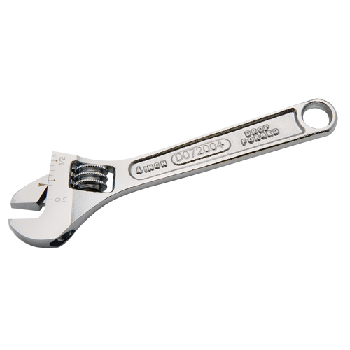 Adjustable Wrench, 4" L, 1/2" Max Width, Chrome Equipment World