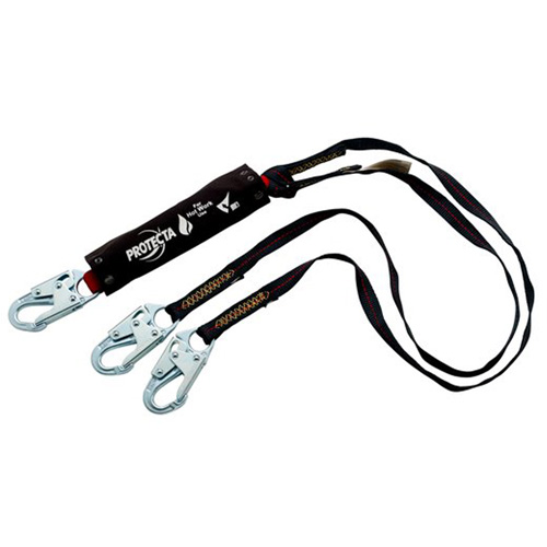 PRO Shock-Absorbing Lanyard, 6', Snap Hook Center, Snap Hook Leg Ends, Kevlar&reg; Equipment World