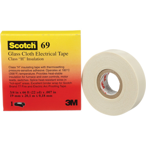 Scotch&reg; Glass Cloth Tape, 19 mm (3/4") W x 20 m (66') L, 7 mils, White Equipment World