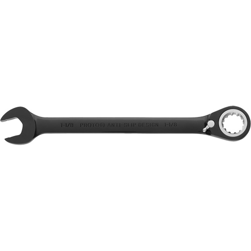 Reversible Combination Ratchet Wrench, 4/6/12 Point, 1-1/8", Black/Chrome Finish Equipment World