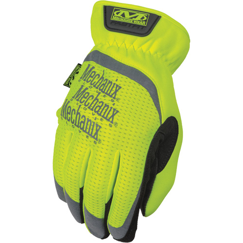 FastFit&reg; High-Visibility Work Gloves, Synthetic Palm, Size Medium/9 Equipment World