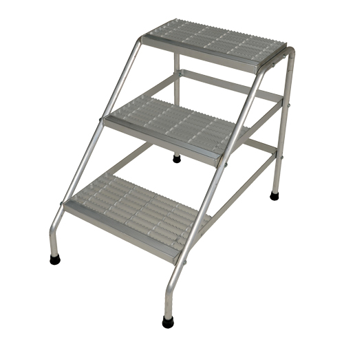 Aluminum Step Stand, 3 Steps, 34-9/16" x 22-13/16" x 30" High Equipment World