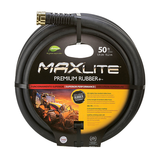 MAXLite Water Hose, Rubber, 3/4" dia. x 50' L Equipment World