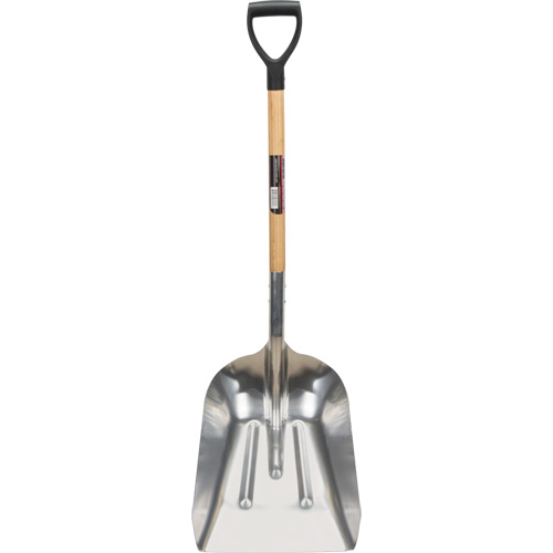Scoop Shovel, Wood, Aluminum Blade, D-Grip Handle, 24-1/2" Length Equipment World