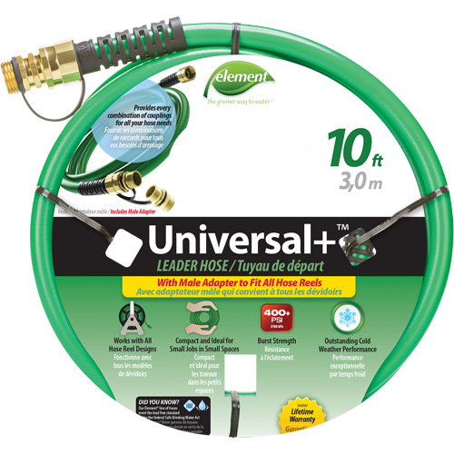 Element&reg; Universal+&reg; Leader Hose, PVC, 1/2" dia. x 10' Equipment World