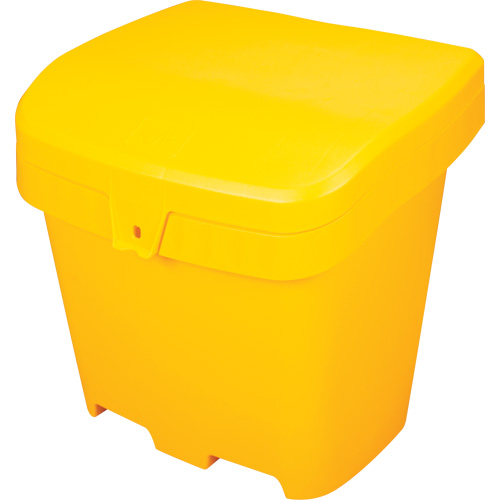 Bacs d'entreposage pour sel & sable, Avec Moraillon, 21" x 27" x 26", 4,24 pi³, Jaune Equipment World