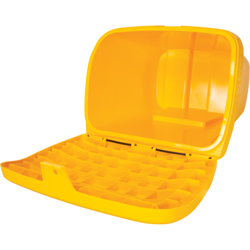Bacs d'entreposage pour sel & sable, Avec Moraillon, 21" x 27" x 26", 4,24 pi³, Jaune Equipment World