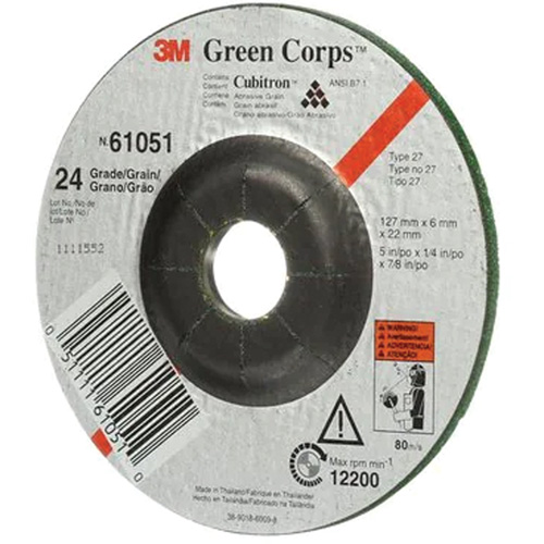 Green Corps Flexible Grinding Wheel, 5" x 1/4", 7/8" Arbor, Ceramic, Type 1 Equipment World