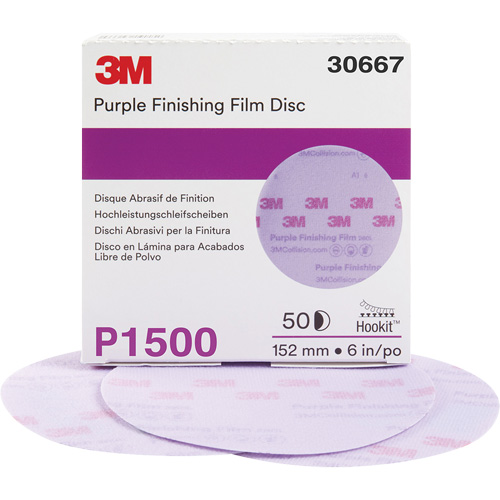 Hookit Purple Finishing Film Abrasive Disc, 6" Dia., P1500 Grit, Aluminum Oxide Equipment World