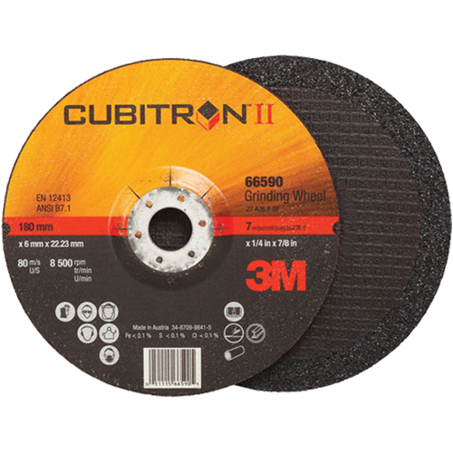 Cubitron II Depressed Centre Grinding Wheels, 4" x 1/4", 3/8" Arbor, Type 27 Equipment World